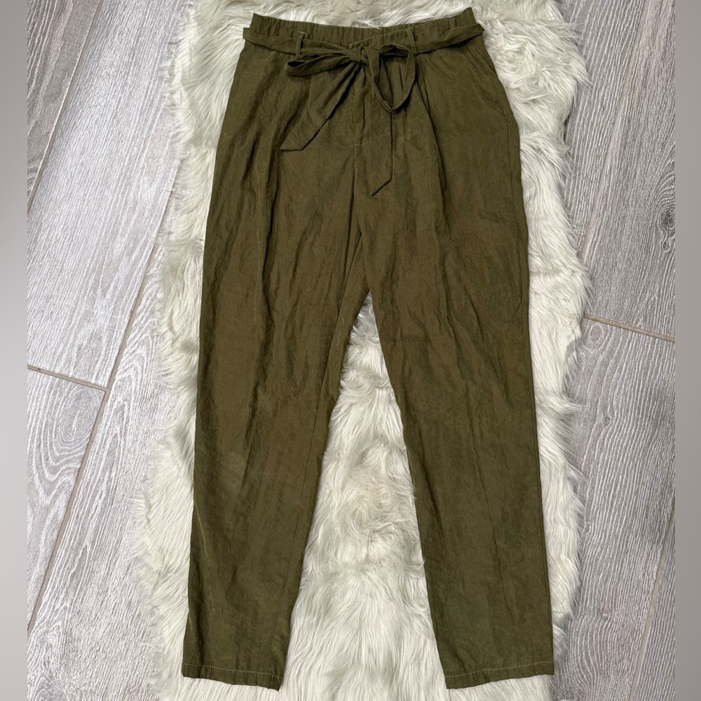 Sadie & Sage High Rise Tie-Waist Paper Bag Pants